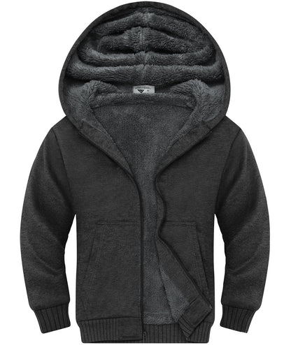LLdress Fleece Jacket Boys Hoodie with Zip Children's Hoodie Boys Warm Hooded Jacket Causal Winter Ourdoor Sweat Jacket with Fleece Lining Hooded Jackets for Boys