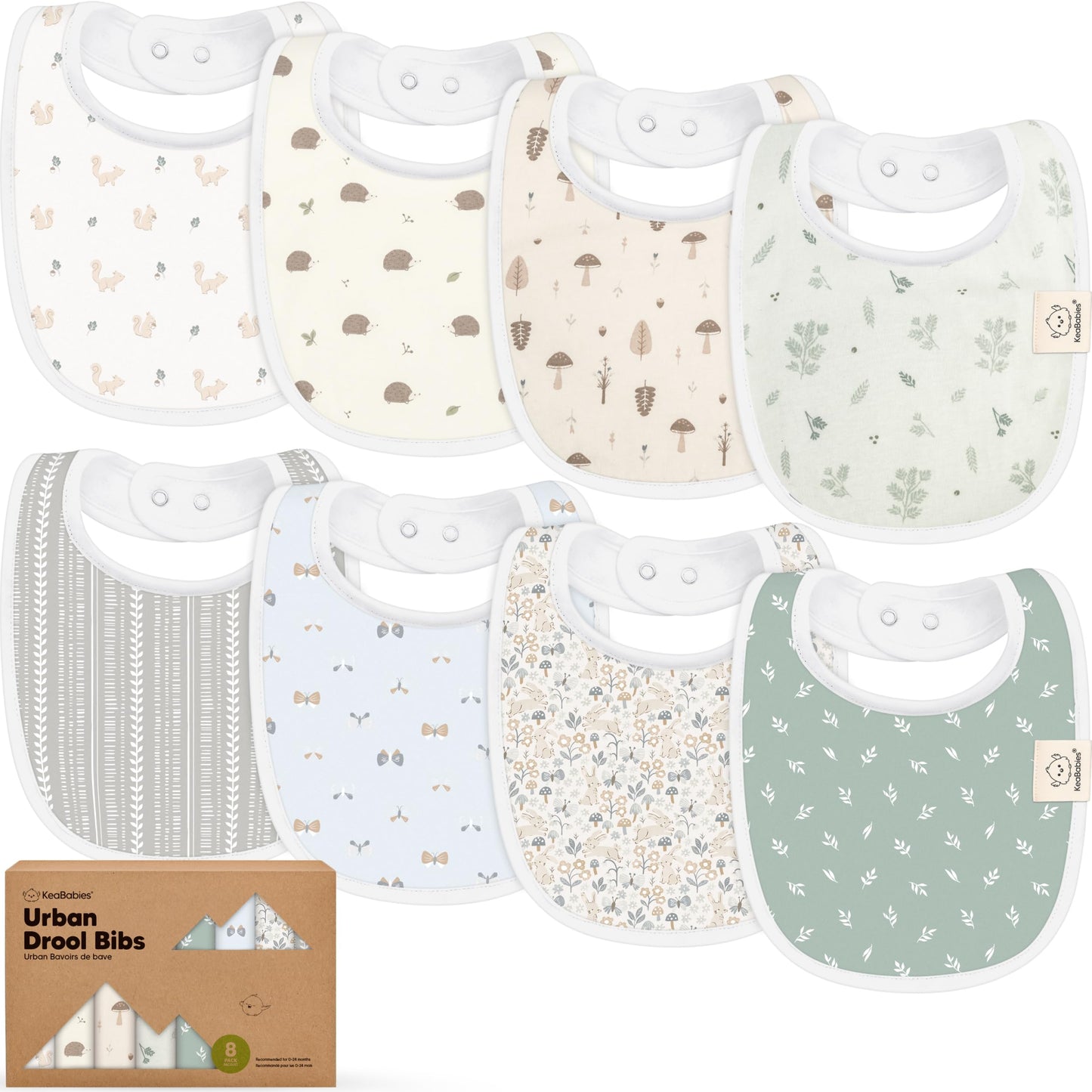 Baby Bibs for Boys &amp; Girls - 8-Pack Organic Cotton Teething Bibs - Baby Bibs for Girls &amp; Boys - Large Bibs for Infants, Toddlers (Wilderness) 