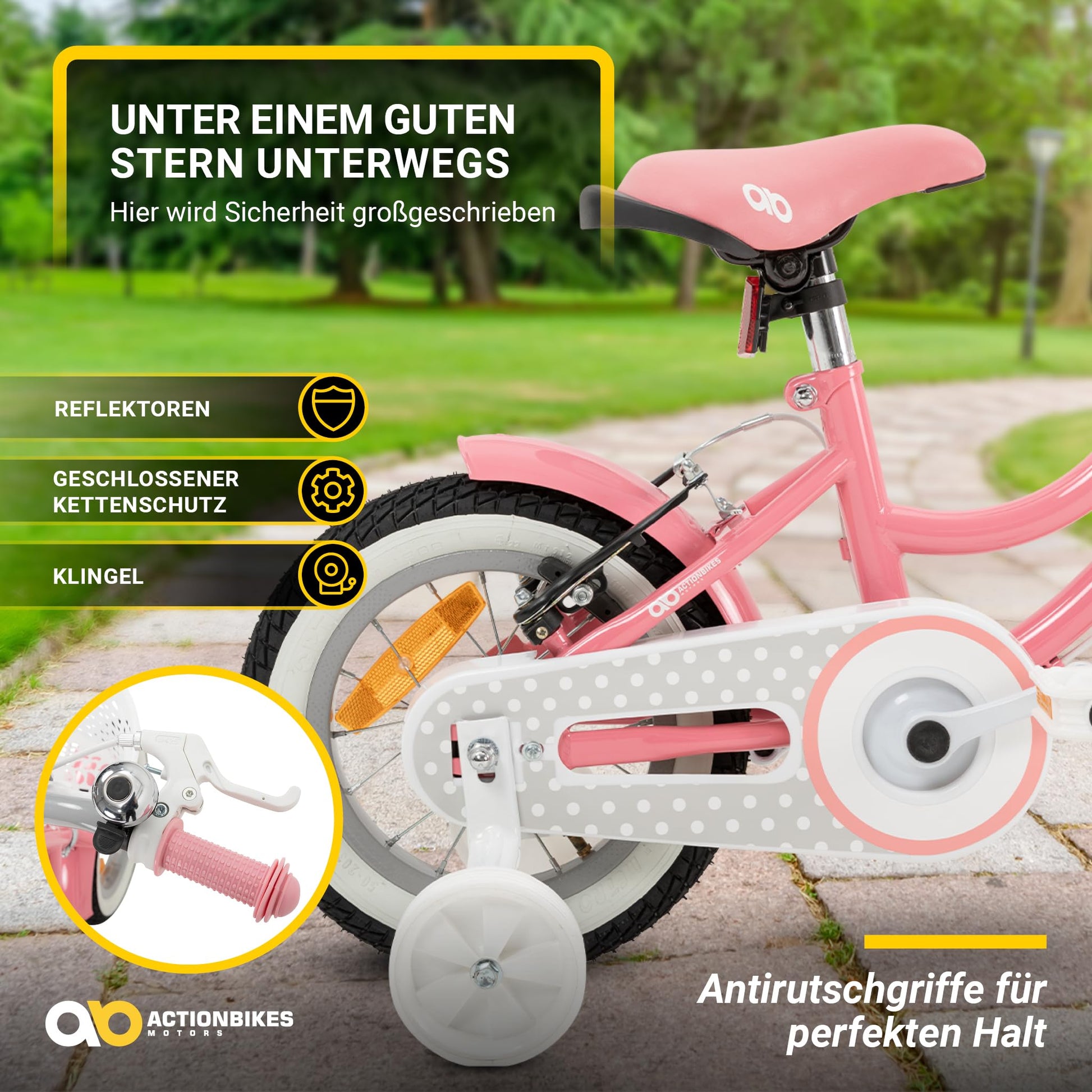 Actionbikes Kinderfahrrad Starlight | 12 16 20 Zoll - V-Brake Bremsen - Fahrrad für Kinder von 2-9 Jahren - Schutzblech v. / h - Kinder Fahrrad für Mädchen & Jungen - Fahrräder - Bicycle - Kinderrad - Meloni2