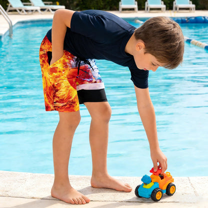 Fanient Badehose Jungen Schwimmshorts - 2 in 1 Badeshorts mit Kompression Liner für optimalen Komfort