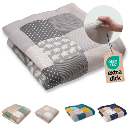 ULLENBOOM Krabbeldecke für Baby 100x100 cm, 100% OEKO-TEX Materialien, Made in EU, Dick & weich gepolstert, Sandblume - ideal als Babydecke, Laufgittereinlage & Spieldecke Baby - Meloni2