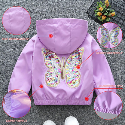 Amur Leopard Mädchen Übergangsjacke mit Kapuze Warm Windjacke Atmungsaktiv Kinder Outdoorjacke für Frühling Herbst