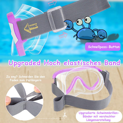 Vvinca Children's Diving Goggles with Fabric Band, Swimming Goggles Children for Years Boys Girls, Snorkel Mask Children 180° Panorama Anti-Leak Diving Mask Children for 3-13 Years
