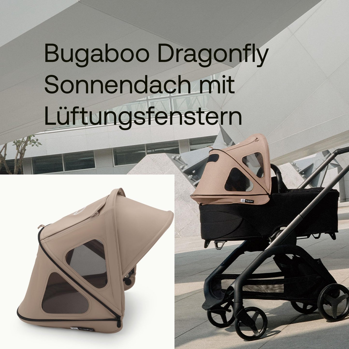 Bugaboo Dragonfly Sonnendach mit Lüftungsfenstern, ausziehbar für zusätzlichen und optimalen Sonnenschutz, wasserabweisend, Deep Indigo