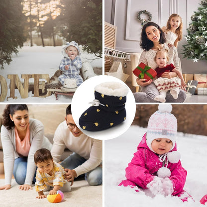 Baby Winter Shoes Warm Baby Shoes Winter Non-Slip Adjustable Newborn Snow Shoes First Walking Shoes Lined Thermal Fleece Crawling Shoes Slippers Winter Boots 0-18 Months 