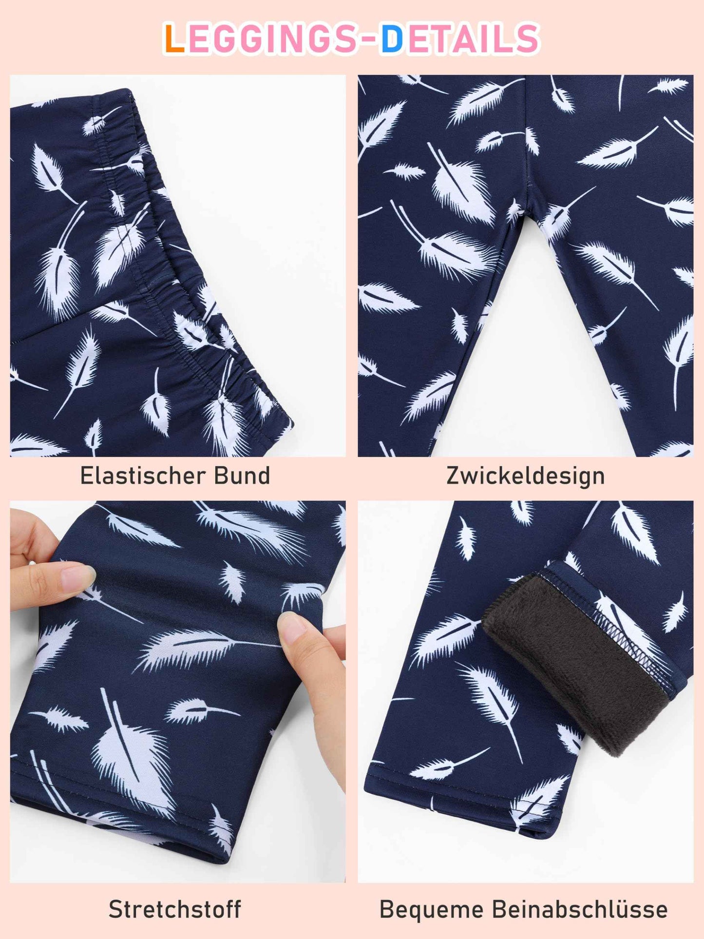 Ruisita 2 Pack Girls Winter Leggings Warm Thick Fleece Lined Leggings for Kids Ankle Length Printed Stretch Pants