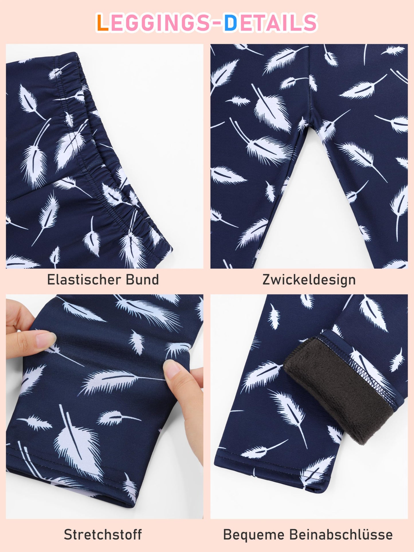 Ruisita 2 Pack Girls Winter Leggings Warm Thick Fleece Lined Leggings for Kids Ankle Length Printed Stretch Pants