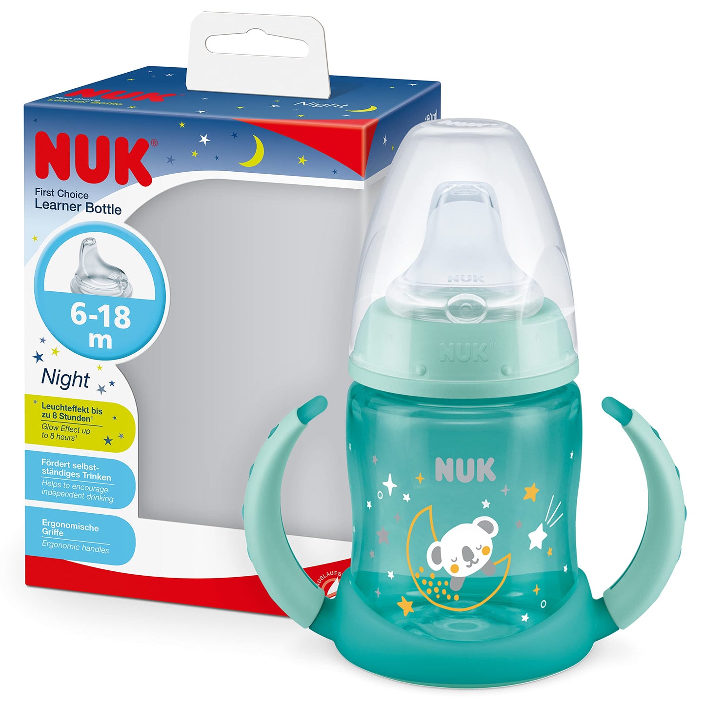 NUK First Choice+ Trinklernflasche | 6–18 Monate | 150 ml | Temperature Control Anzeige | Anti-Colic-Ventil | auslaufsichere Trinkschnabel | Ergonomische Griffe | BPA-frei | Disney Winnie Puuh blau - Meloni2