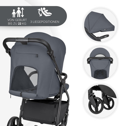 KikkaBoo Reisebuggy Kinderwagen URBAN, Buggy mit Liegefunktion ab Geburt bis 22 kg, Klein Zusammenklappbar, Leicht, EVA Räder mit Federung, Höhenverstellbarer Griff, Beige