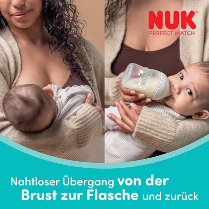 NUK First Choice+ Baby Bottle Starter Set | 0–6 months | 4 bottles with Temperature Control &amp; Bottle Box | Anti-Colic Air System | BPA-free | Disney Winnie the Pooh 