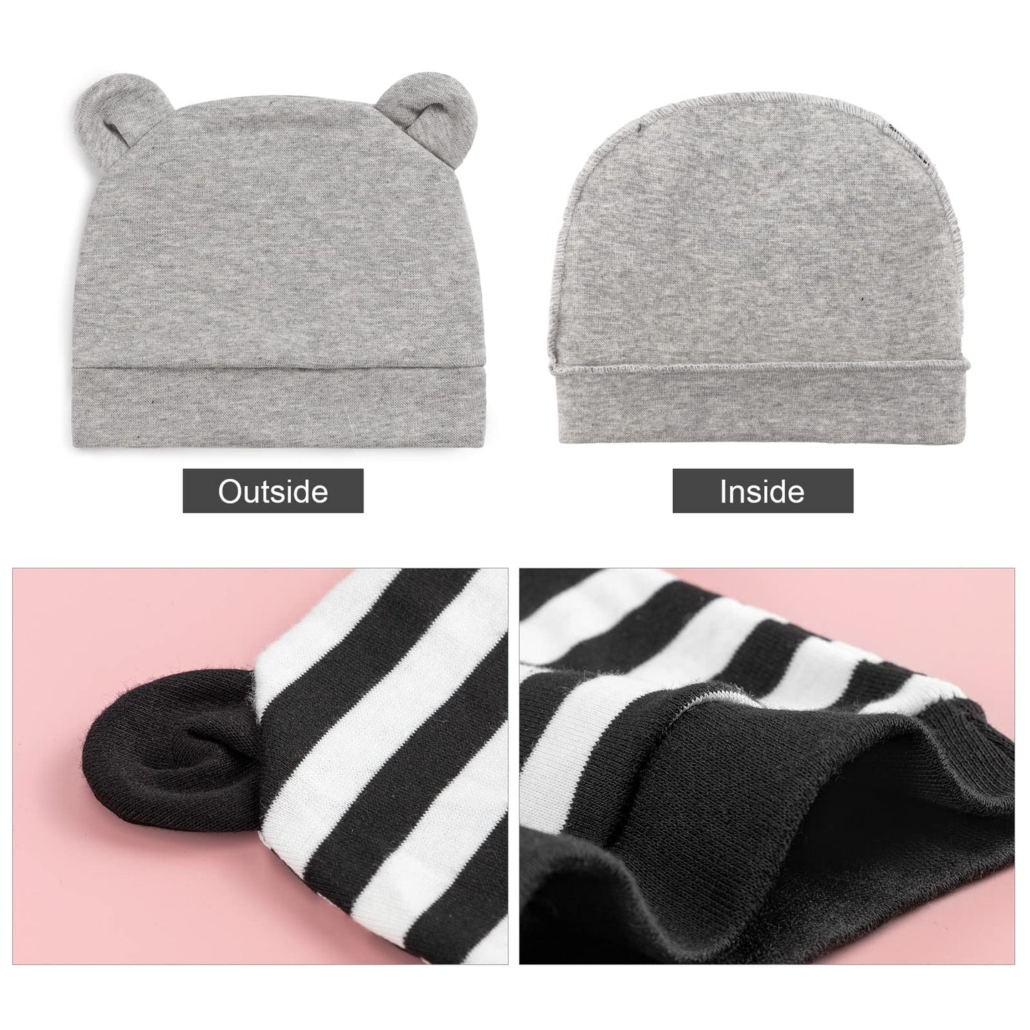 DRESHOW Newborn Baby Hat and Gloves Set Beanie Clothing Unisex Infant Hat Kindergarten Cap Baby Boys Girls 0-6 Months 