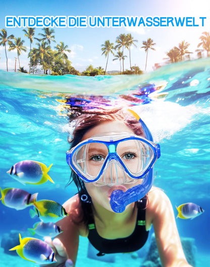 Gintenco Schnorchelset Kinder, Taucherbrille Kinder mit Schnorchel Anti-Fog Panorama-Weitsicht, Anti-Leck schnorchelmaske,Tauchmaske für Schwimmen Schnorcheln 4-16 Jahre
