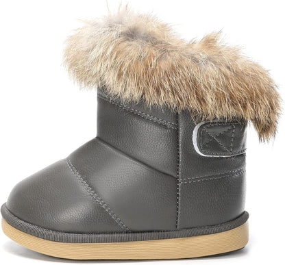KVbabby Winter Shoes, Girls’ Warm Lined Winter Boots, Children's Ankle Boots, Waterproof Snow Boots, Soft Soles, Slip-On Boots