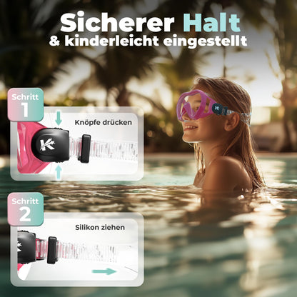 KIDVERSE Schnorchelset Kinder - Taucherbrille mit Schnorchel - Panorama Taucherbrille mit Nase - Kindertaucherbrille Alternative Schnorchelmaske