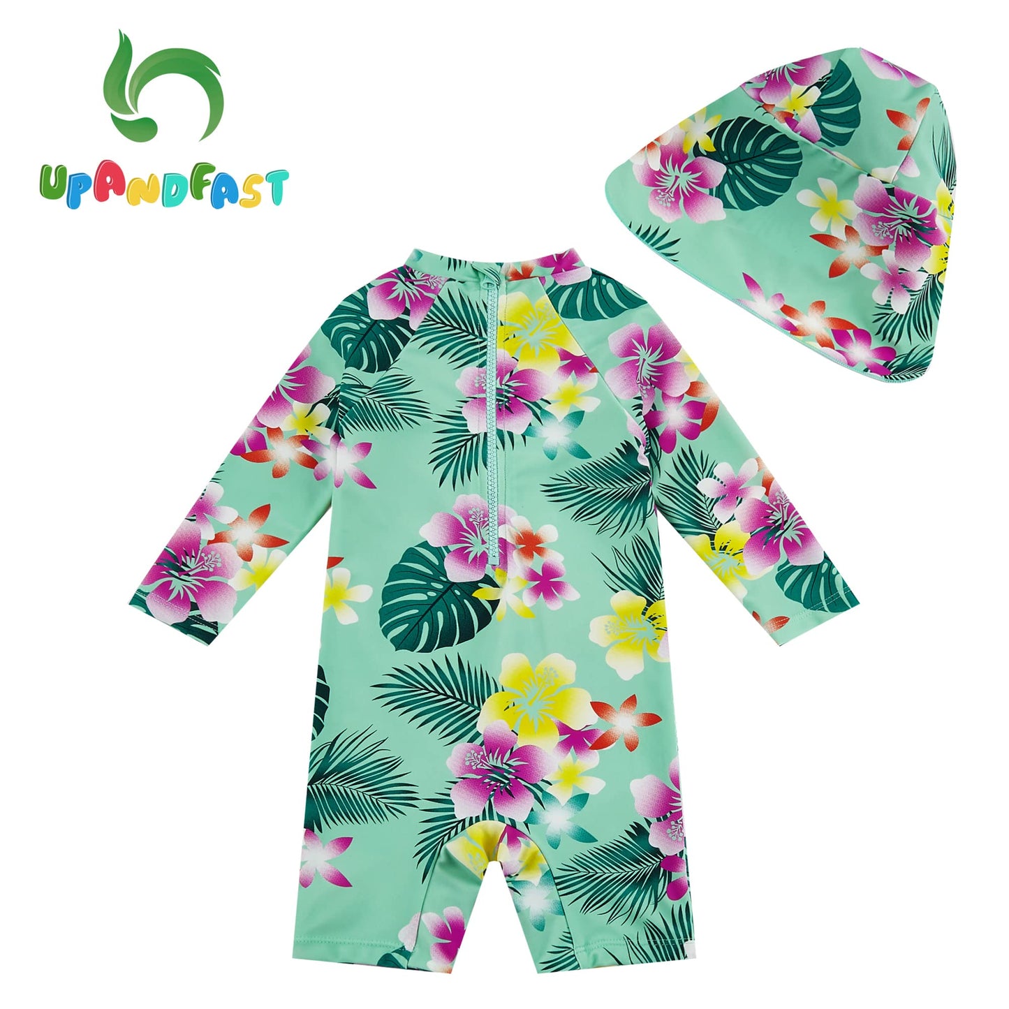 upandfast Baby Swimsuit with Buttons UV Protection Swimwear for Baby Girls 