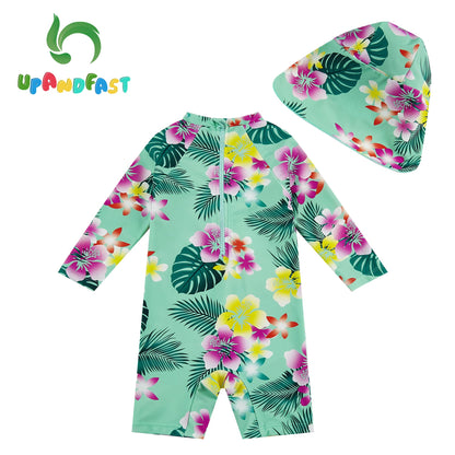 upandfast Baby Swimsuit with Buttons UV Protection Swimwear for Baby Girls 