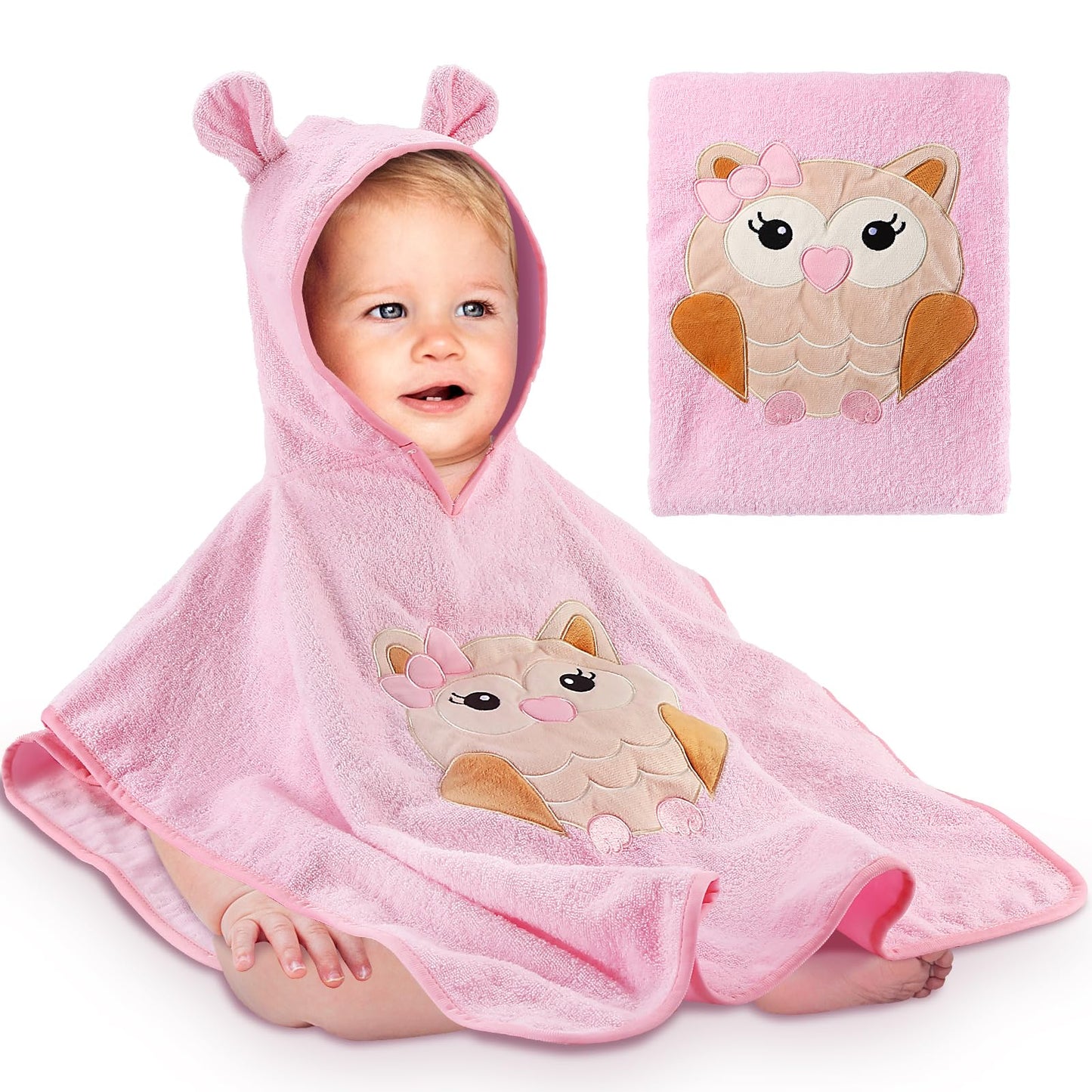 Yosemy Kapuzenhandtuch Baby - Oeko TEX - Baby Handtuch Kapuze 100% Baumwolle Badeponcho Kinder Babyhandtuch mit Kapuze Weich & Super Saugfähig 0-3 Jahre-Bär