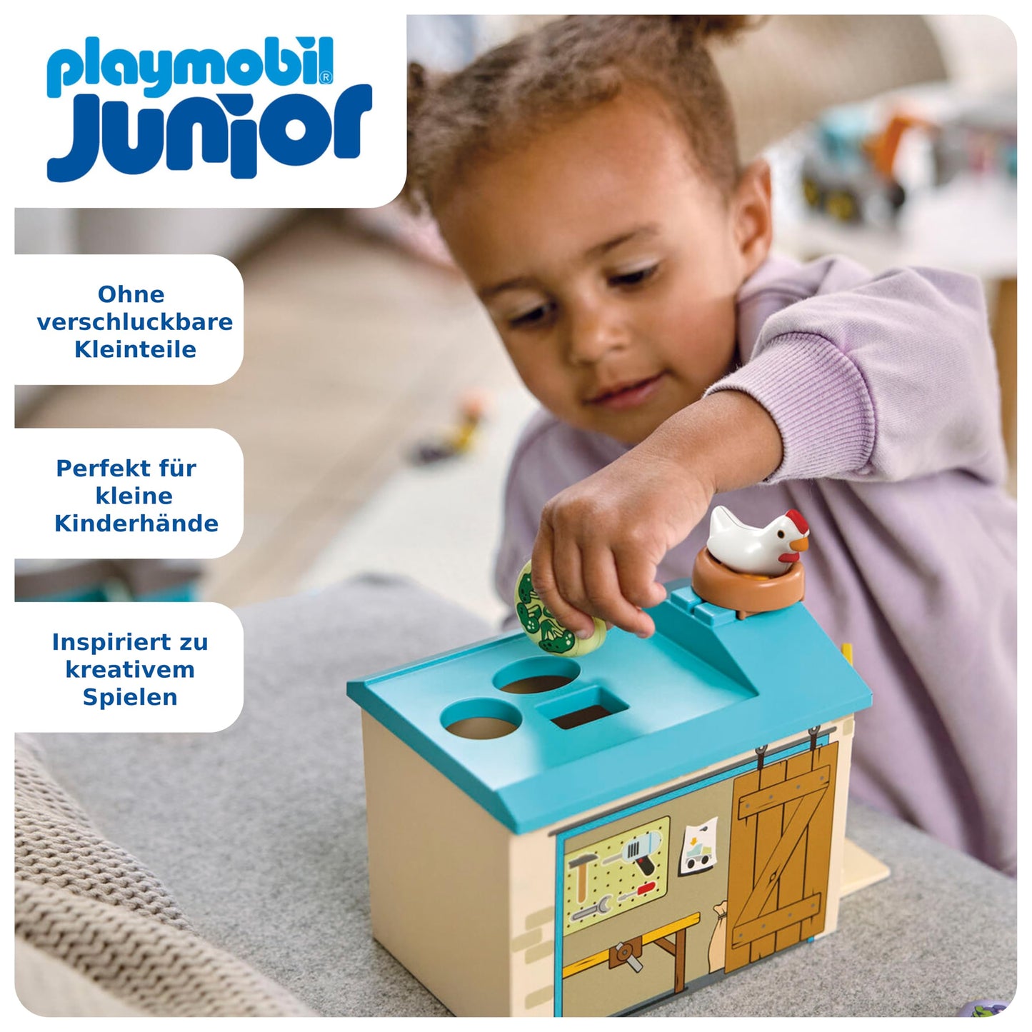 PLAYMOBIL JUNIOR | Tierpension mit Futterspender | nachhaltiges Spielzeug aus biobasierten Kunststoffen | für Kinder ab 1 Jahr | 71690