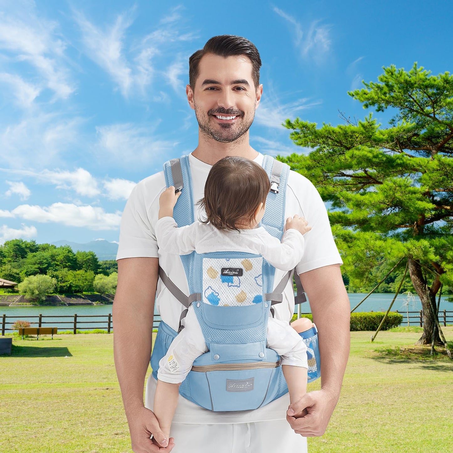 IULONEE Babytrage Baby-Tragetasche Babytrage Neugeborene Ergonomische Babytrage Einfach Anzuziehen Babytrage Hüftsitz Baby Tragegurt Babytragetuch Ideal Für Freihändiges Elterndasein (Grau)