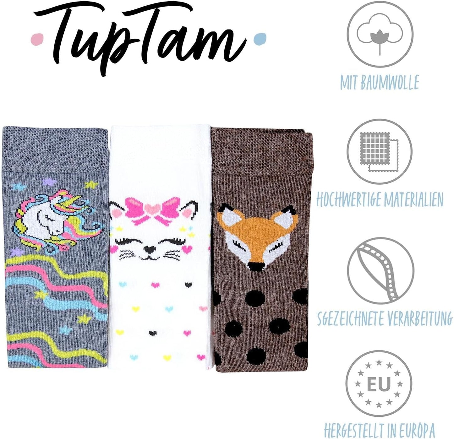 TupTam Mädchen Kniesocken, gemustert, 3er-Pack