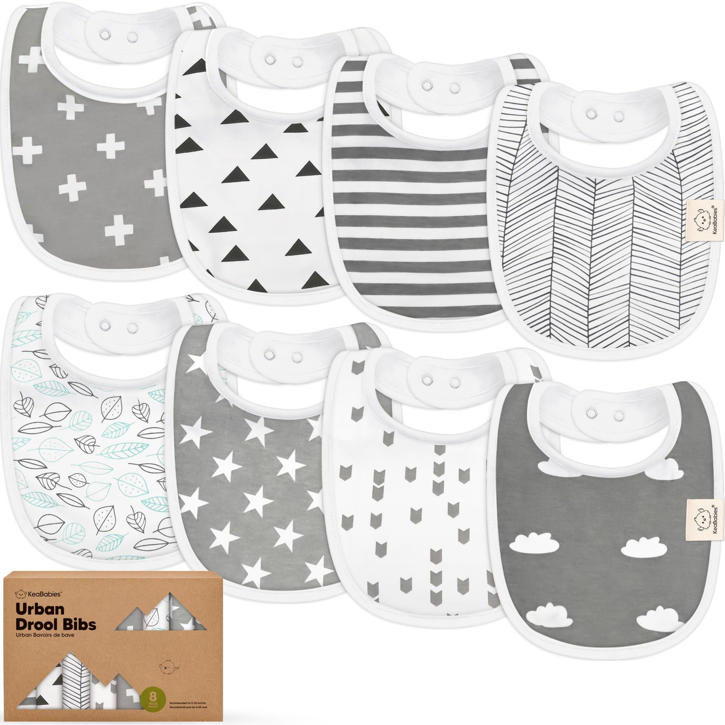 Baby Bibs for Boys &amp; Girls - 8-Pack Organic Cotton Teething Bibs - Baby Bibs for Girls &amp; Boys - Large Bibs for Infants, Toddlers (Wilderness) 