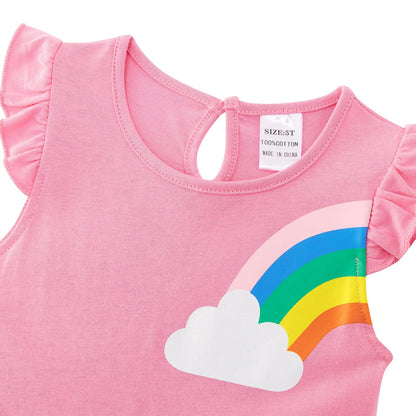 SFreeBo Girls Dresses Unicorn Rainbow Dress Kids Girls Gift Cotton Colourful Dresses for Girls 104 110 116 122 128