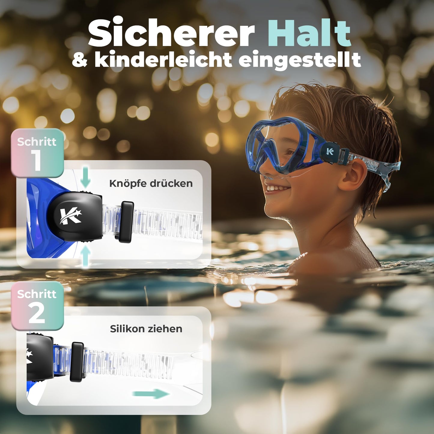 KIDVERSE Schnorchelset Kinder - Taucherbrille mit Schnorchel - Panorama Taucherbrille mit Nase - Kindertaucherbrille Alternative Schnorchelmaske