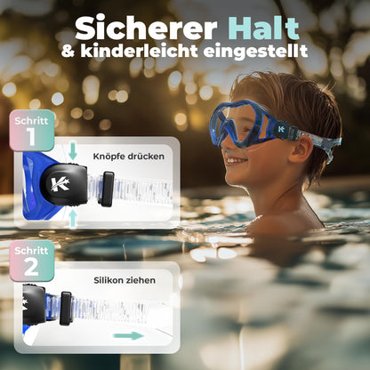 KIDVERSE Schnorchelset Kinder - Taucherbrille mit Schnorchel - Panorama Taucherbrille mit Nase - Kindertaucherbrille Alternative Schnorchelmaske