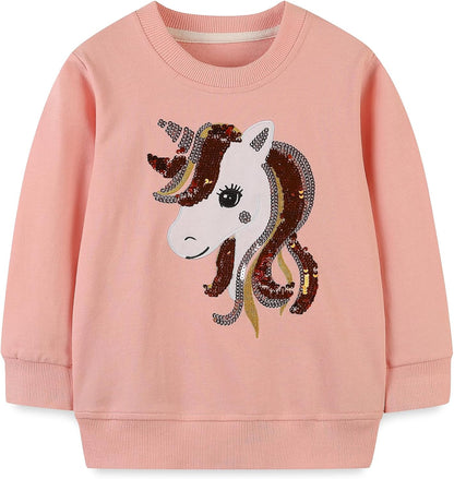 Mädchen Sweatshirt für Kinder Süß Cartoon Pullover Baumwolle Top Langarm T-Shirt Größe 1-12 Jahre