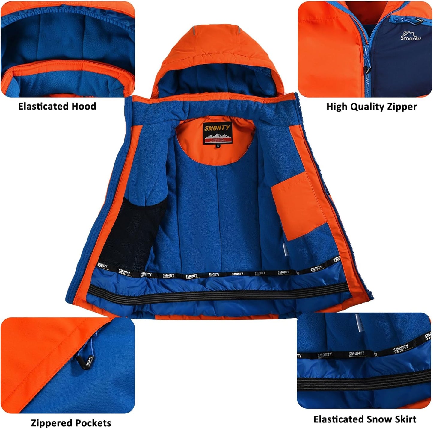 Kinder Schneeanzug für Jungen, Winter Skijacke und Hosen Set mit Kapuzenriemen, winddicht, wasserdicht, warmer Mantel