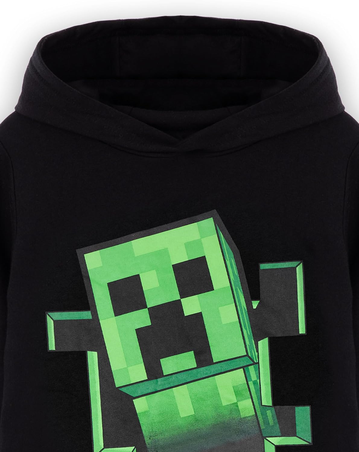 Minecraft Boys Hooded Sweatshirt | Kids & Teenagers Black Graphic Hoodie | Game Sprite Jumper Creeper Block Pop Out Sweatshirt | Gamer Merchandise Gift for Him