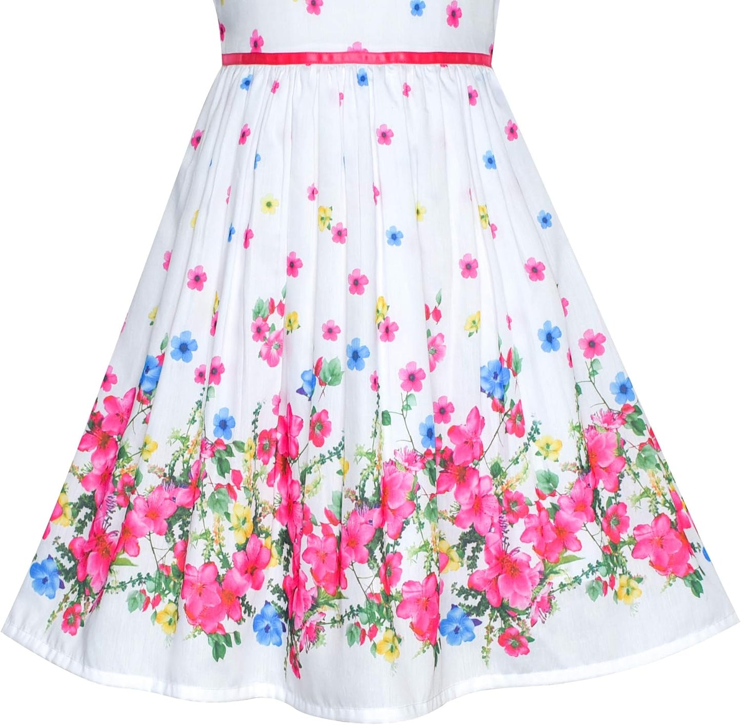 Sunny fashion girls' sleeveless polka dot dress rose garden green print size