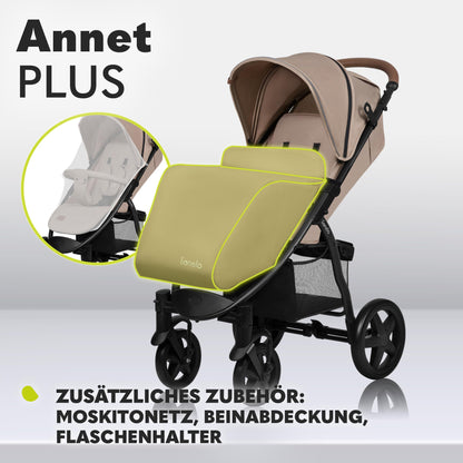 LIONELO Annet Plus Buggy up to 22 kg with Reclining Function, Small Folding Pushchair with Accessories, EVA Foam Wheels, Mosquito Net, Foot Cover Drink Holder, Basket Dreamin