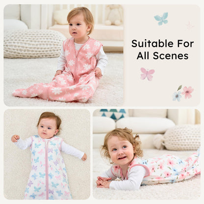 FIEMOL Baby Sleeping Bag 2.5 Tog 0-6 Months, Winter Cotton Newborn Baby Sleeping Bag, Wearable Blanket for Infants and Toddlers, 2-Way Zip Sleeping Bag, 67 cm, Rainbow