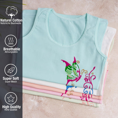 LOREZA ® 5 Mädchen Baumwolle Unterhemden Tank Top Kinder - Gr. 92-170