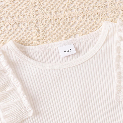 Baby Kinder Mädchen Kleidung Set Rüschen gerippt Langarm Top Fliege Checked Rock 2 Stück Frühling Herbst Kleinkind Outfits Set