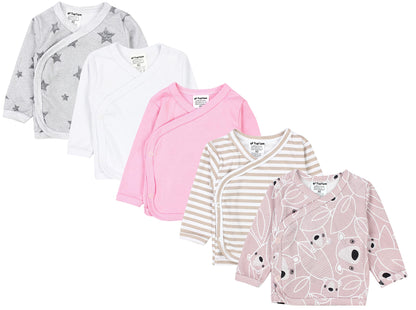 TupTam Baby Mädchen Langarm Wickelshirt Baumwolle 5er Set