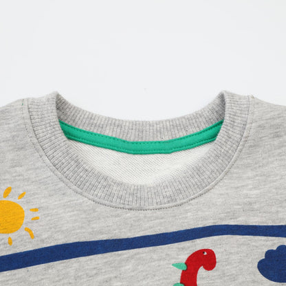 Dinopjs Children's Boys Pullover Sweatshirt Cute Long Sleeve Cotton Dinosaur Cartoon Jurassic Planets Digger Crane Dump Truck Tractor Winter & Spring Christmas Warm Tops 2-7 Years