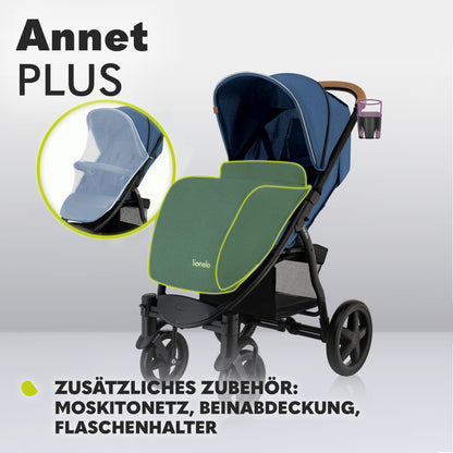 LIONELO Annet Plus Buggy up to 22 kg with Reclining Function, Small Folding Pushchair with Accessories, EVA Foam Wheels, Mosquito Net, Foot Cover Drink Holder, Basket Dreamin