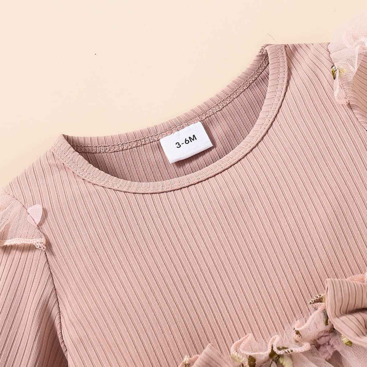 Toddler Baby Girl Clothing Set Long Sleeve Ruffle Daisy Printed Tulle Tutu Skirt One Piece Romper Dress Autumn Outfit