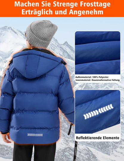 Winter Jacke Jungen Mädchen Kinder Jacke Warm Gefüttert Puffer Jacken Kinder Jacken Winter mit abnehmbarer Kapuze Wandern Jacke