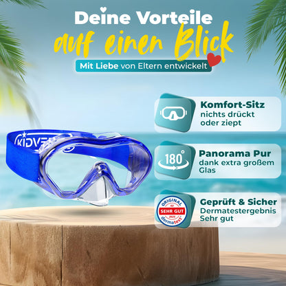 KIDVERSE Schnorchelset Kinder - Taucherbrille mit Schnorchel - Panorama Taucherbrille mit Nase - Kindertaucherbrille Alternative Schnorchelmaske