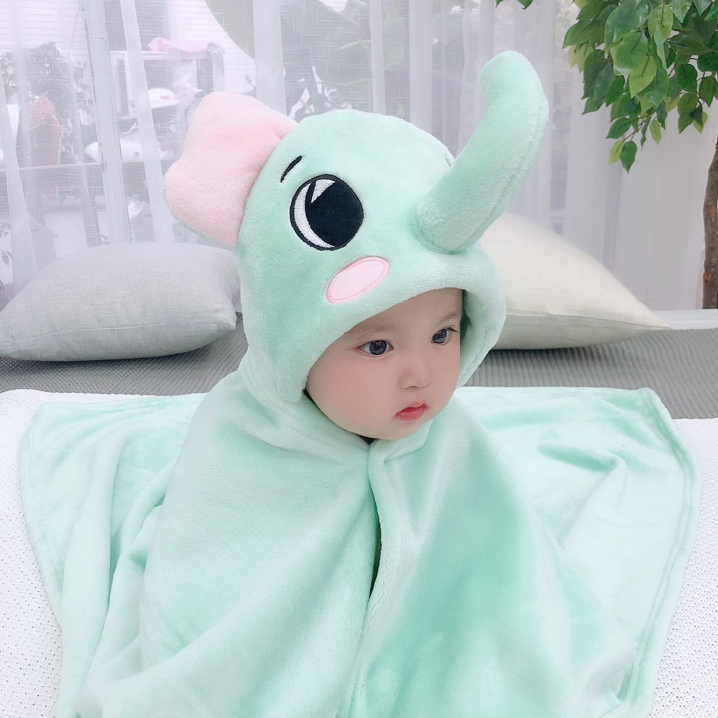 Doladola Baby Decke Babys Tier Design，Flanell Kinder Decke Kapuzenhandtuch für Mädchen und Jungen，Baby Kapuze Badeponcho Kinder Warm（gelbe Ente）