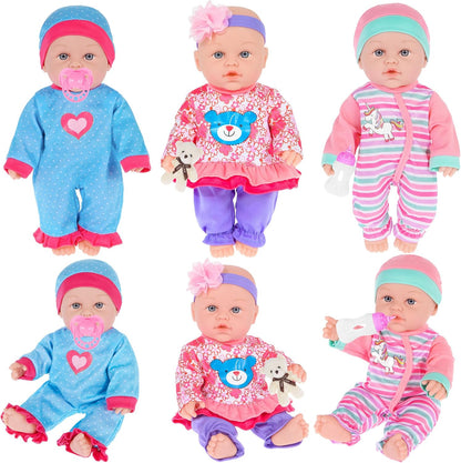 30cm / 12 Zoll Baby Puppe mit Backbag, DREI Kleidung Set, Brustwarze, Futterflasche und EIN Spielzeugbär (inklusive Puppe)