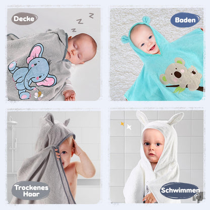 Yosemy Kapuzenhandtuch Baby - Oeko TEX - Baby Handtuch Kapuze 100% Baumwolle Badeponcho Kinder Babyhandtuch mit Kapuze Weich & Super Saugfähig 0-3 Jahre-Bär