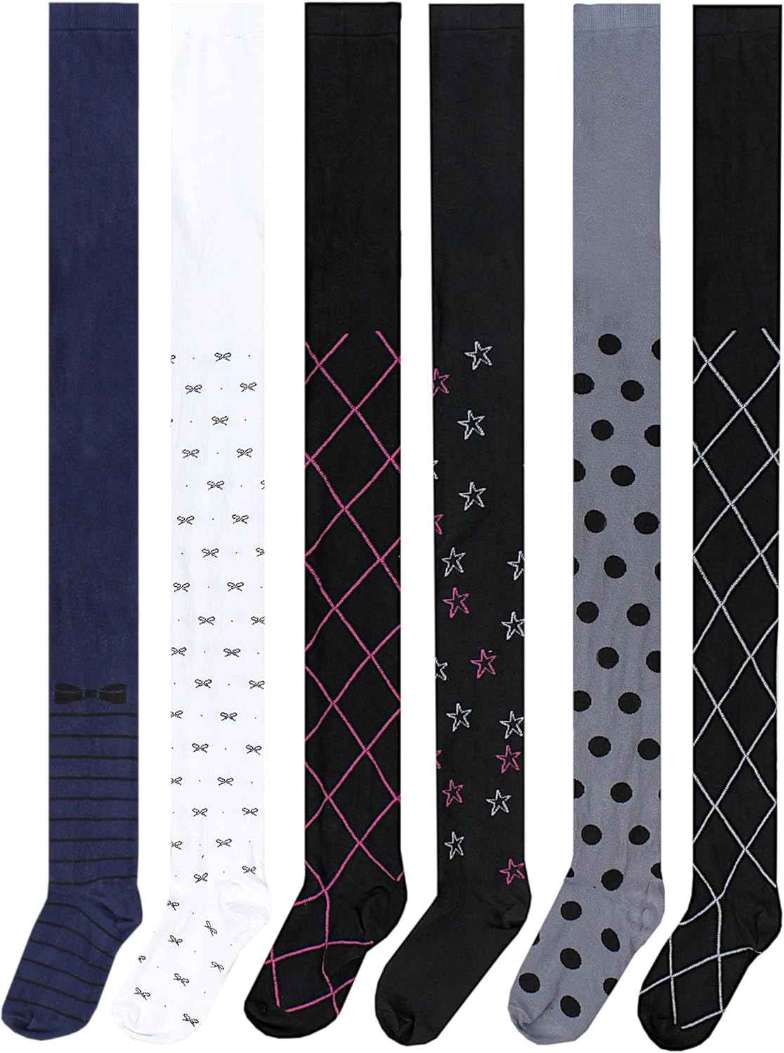 TupTam, Girls' Knitted Tights, Colourful Pattern, Pack of 6