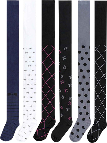 TupTam, Girls' Knitted Tights, Colourful Pattern, Pack of 6