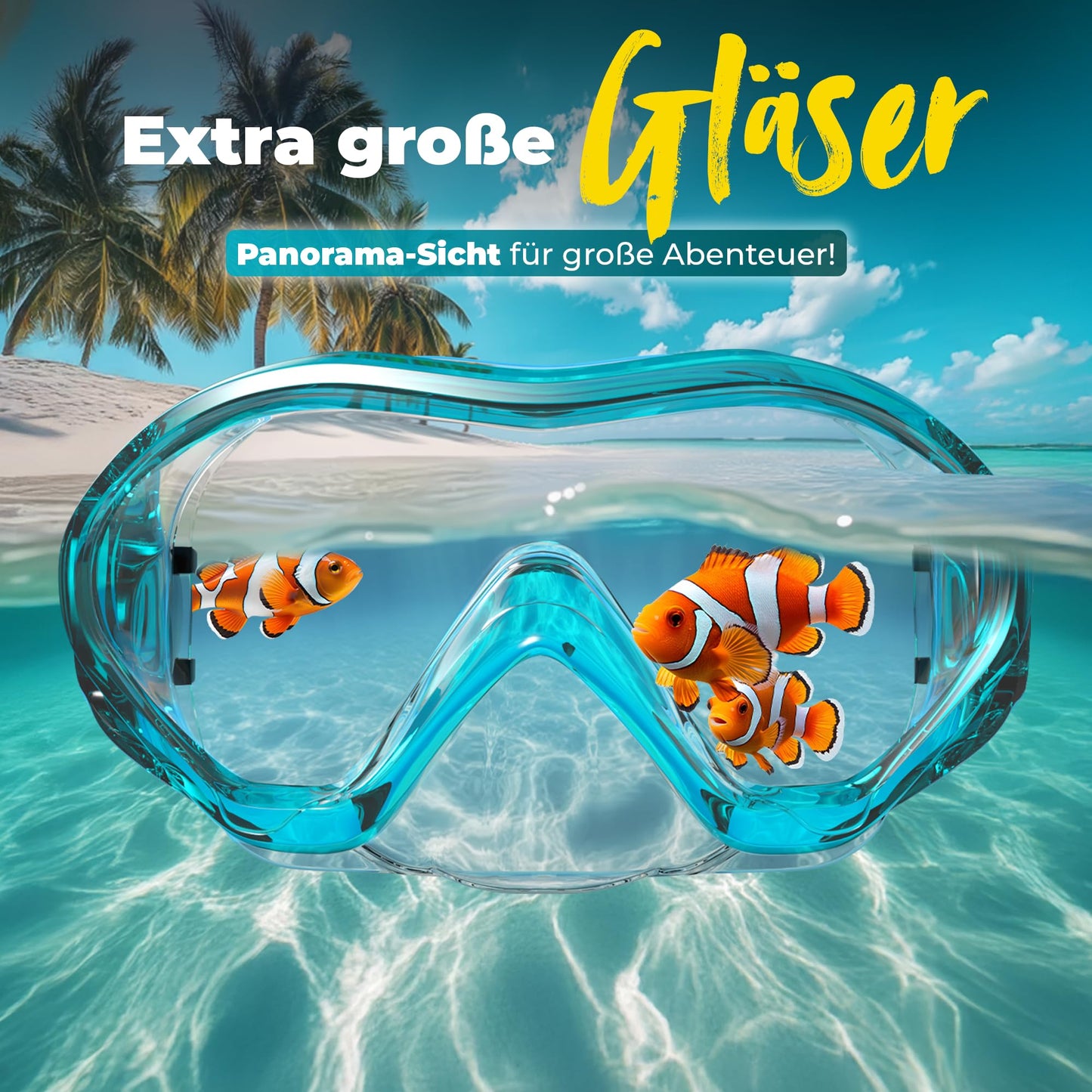 KIDVERSE Schnorchelset Kinder - Taucherbrille mit Schnorchel - Panorama Taucherbrille mit Nase - Kindertaucherbrille Alternative Schnorchelmaske