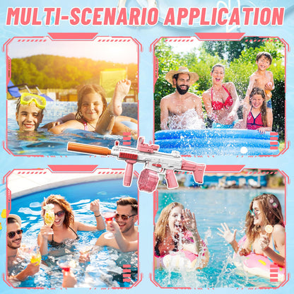 Elektrische Wasserpistole Sehr Stark Wassermaschinenpistole mit Wiederaufladbare Batterie Squirt Gun Wasser Spielzeug bis zu 20ft,Outdoor Water Gun Schießspiel für Erwachsene and Kinder (Blau)