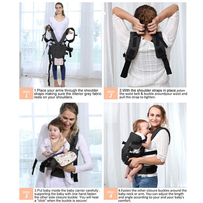 longdafei Babytrage, ergonomisches Design-Babytragetuch Cabrio mit atmungsaktivem Air-Mesh und verstellbaren Schnallen Baby Trage für Kleinkinder und Neugeborene